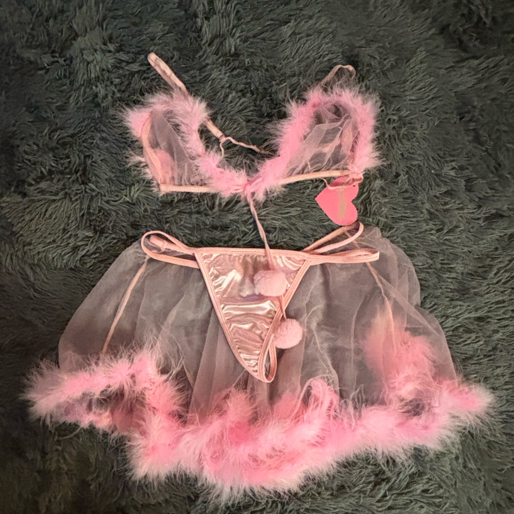 Pink Sheer Lingerie Set